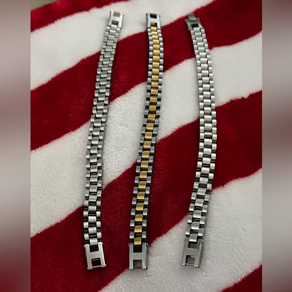 Look like a million bucks! Stainless steel and versatile bracelets. 8 in. Unisex